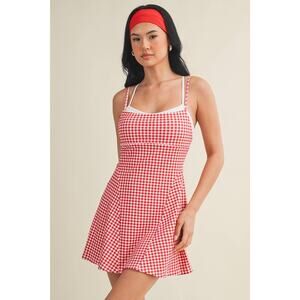 New Kimberly C Gingham Print Double Layered Dress.